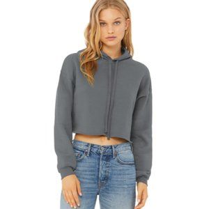 Bella + Canvas Women's Sponge Fleece Cropped Hoodie - Storm